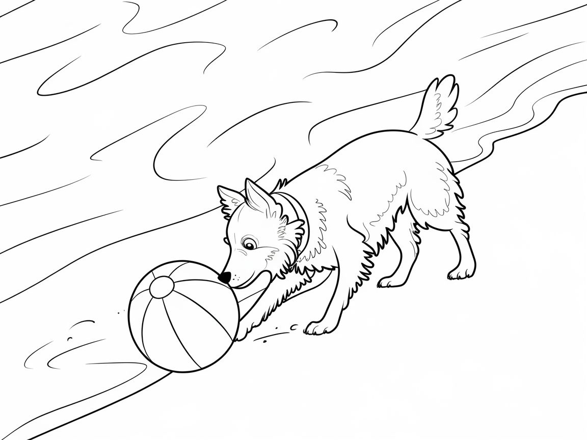 Playful Pup with a Beach Ball Adventure