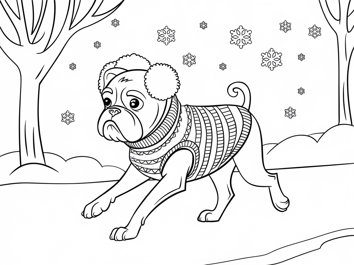Boxer Enjoys a Snowy Winter Walk