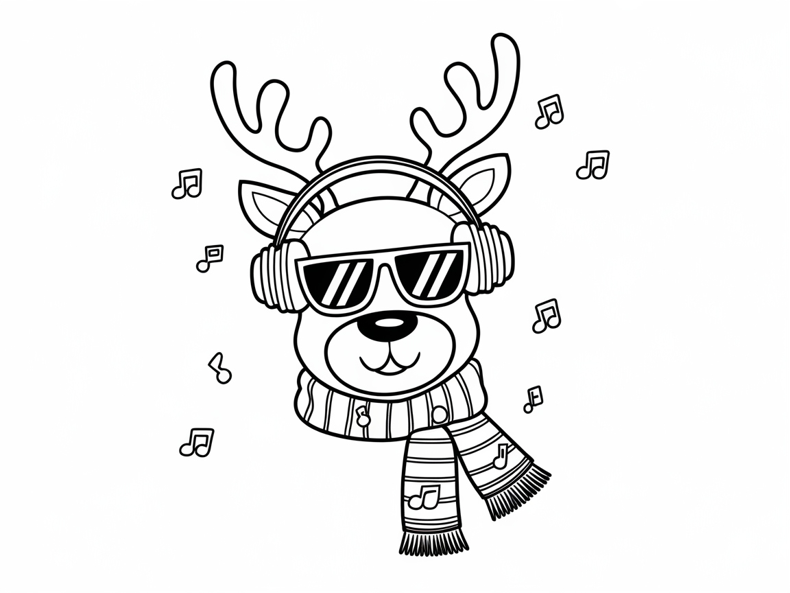 Rock Out with This Cool Reindeer Coloring Page