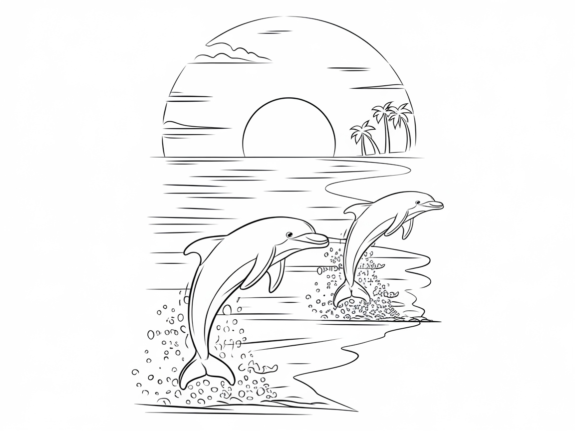 Dive into Fun with This Dolphin Sunset Scene