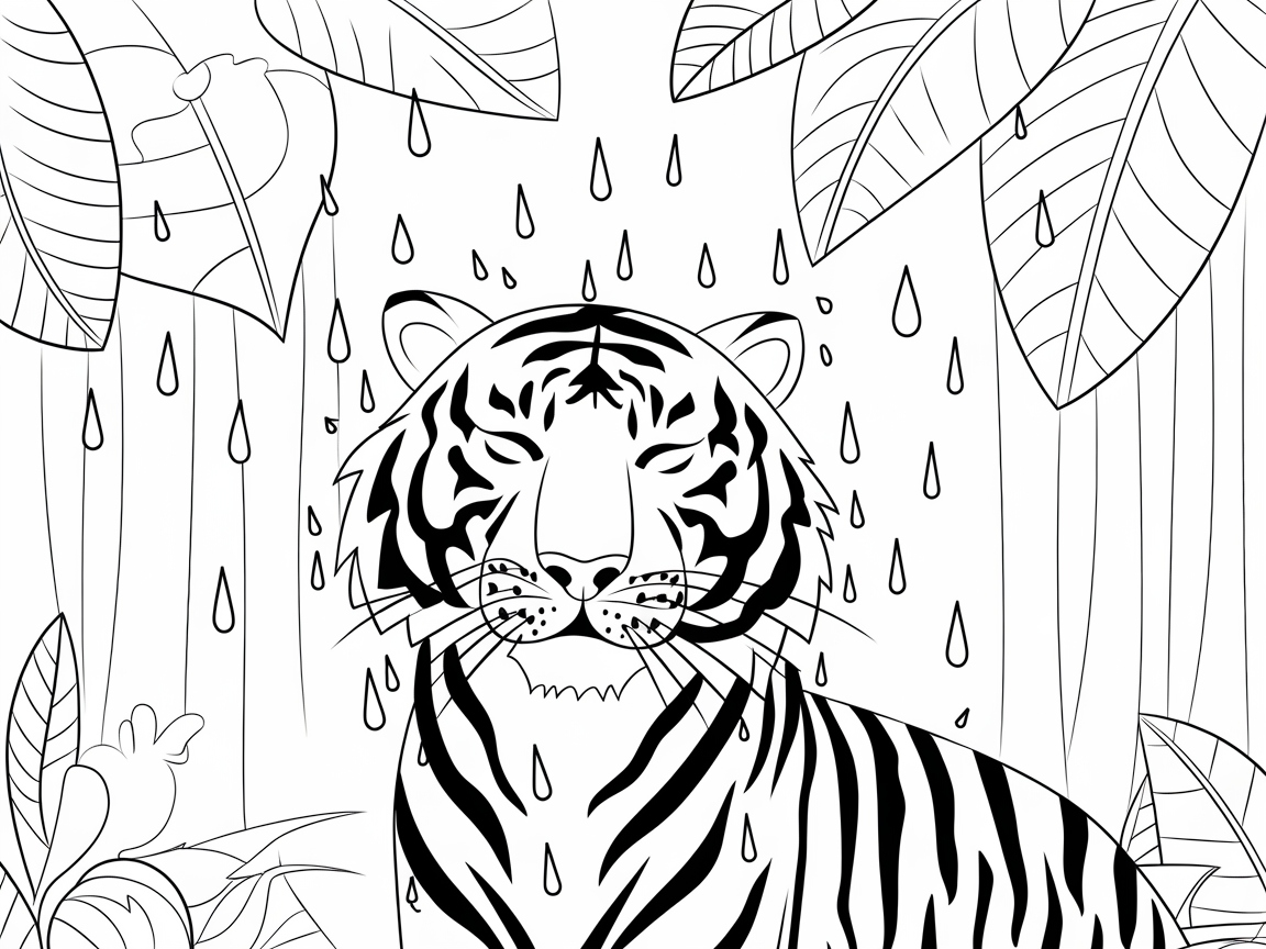Rain-soaked Tiger in Jungle Canopy