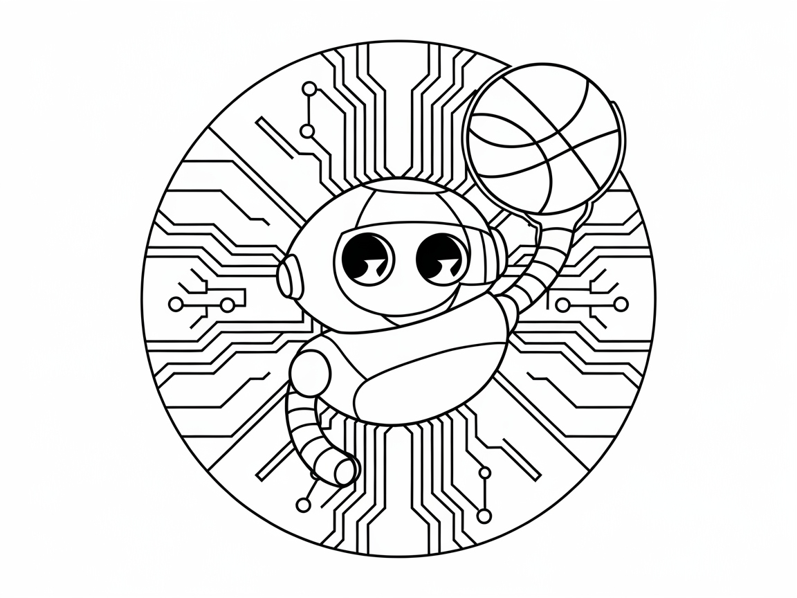 Color This Tech-Savvy Robot Dunking a Basketball