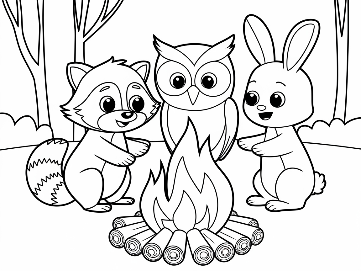 Adorable Woodland Animal Campfire