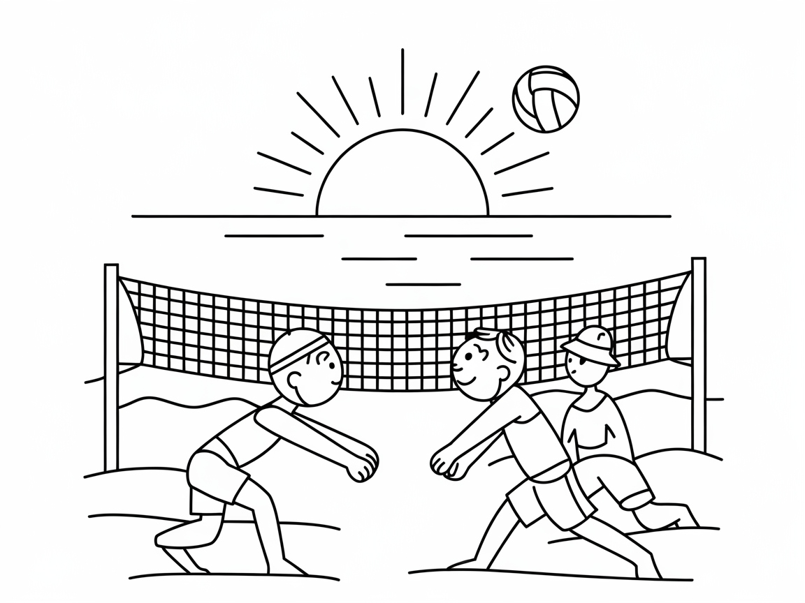 Spike into Fun with This Beach Volleyball Sunset Scene