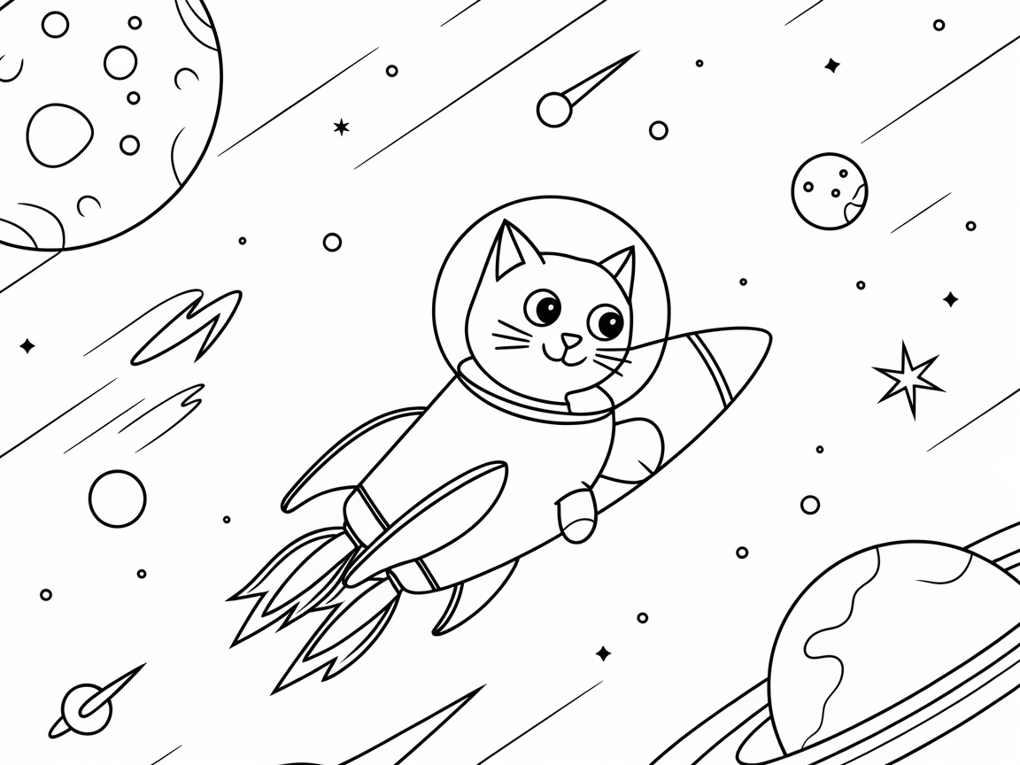 Space-Faring Cat Exploring the Galaxy