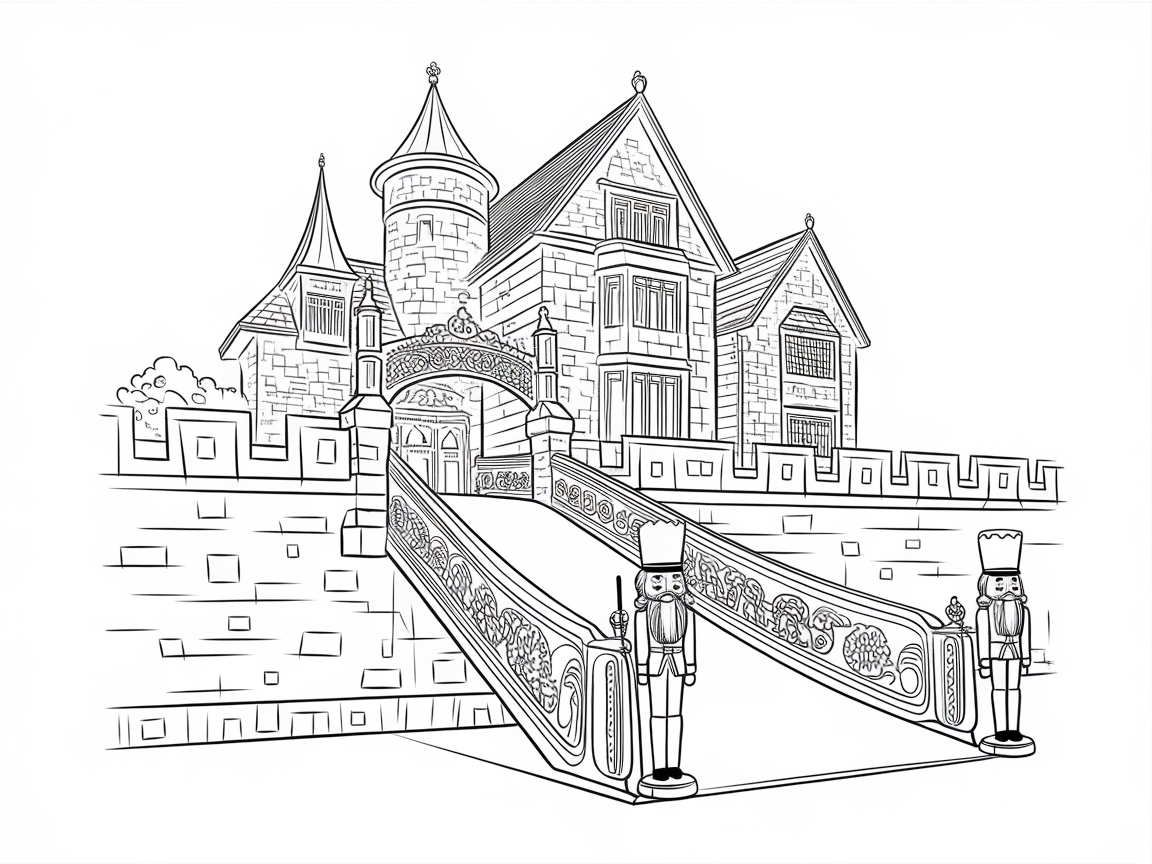 Majestic Castle with Nutcracker Guards