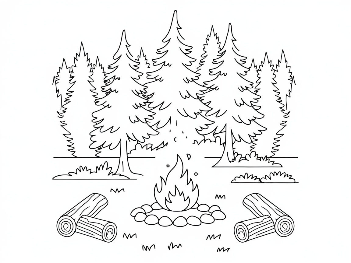 Cozy Campfire Scene in a Forest