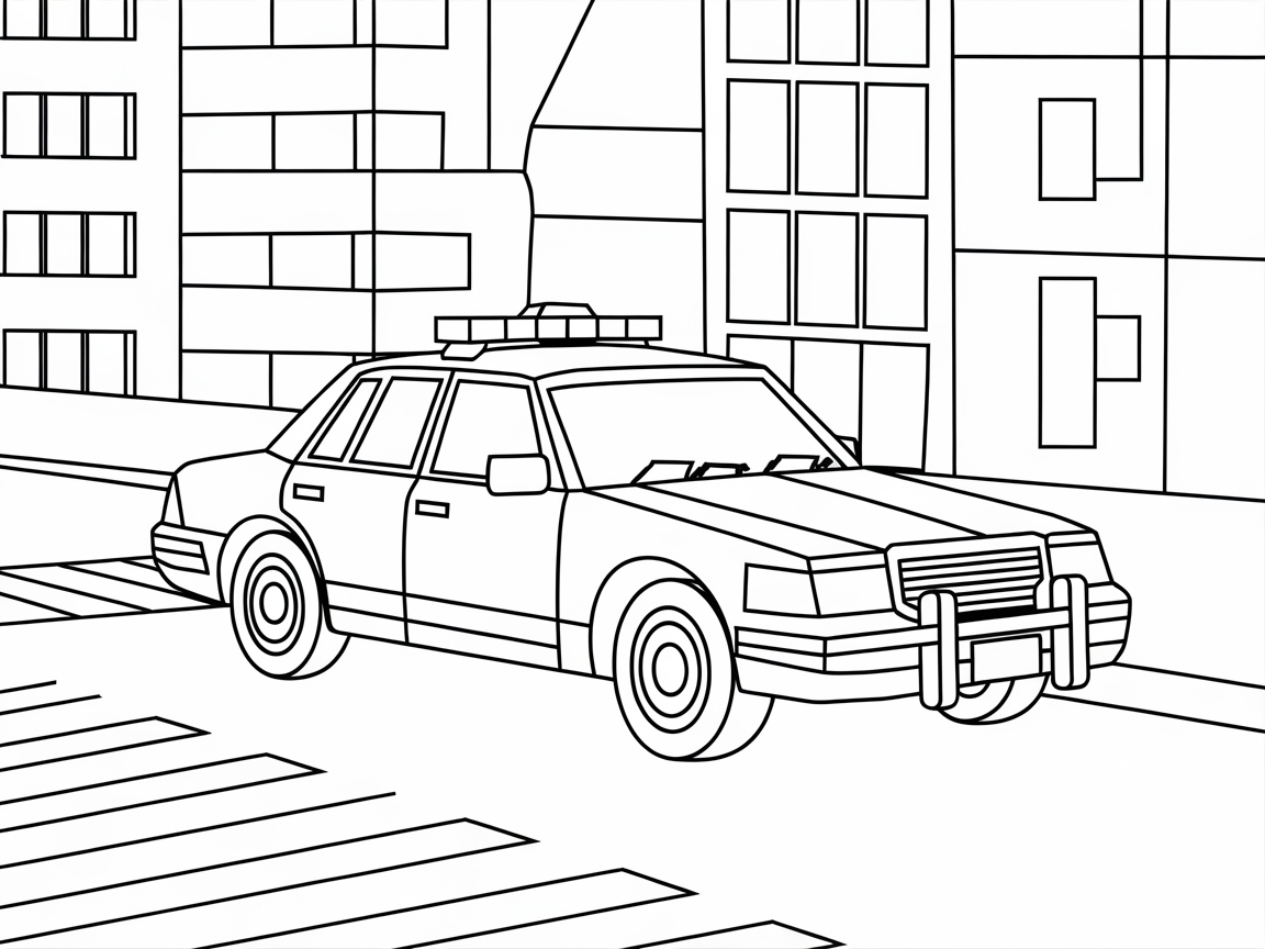 City Chase: Iconic Police Car Coloring Page