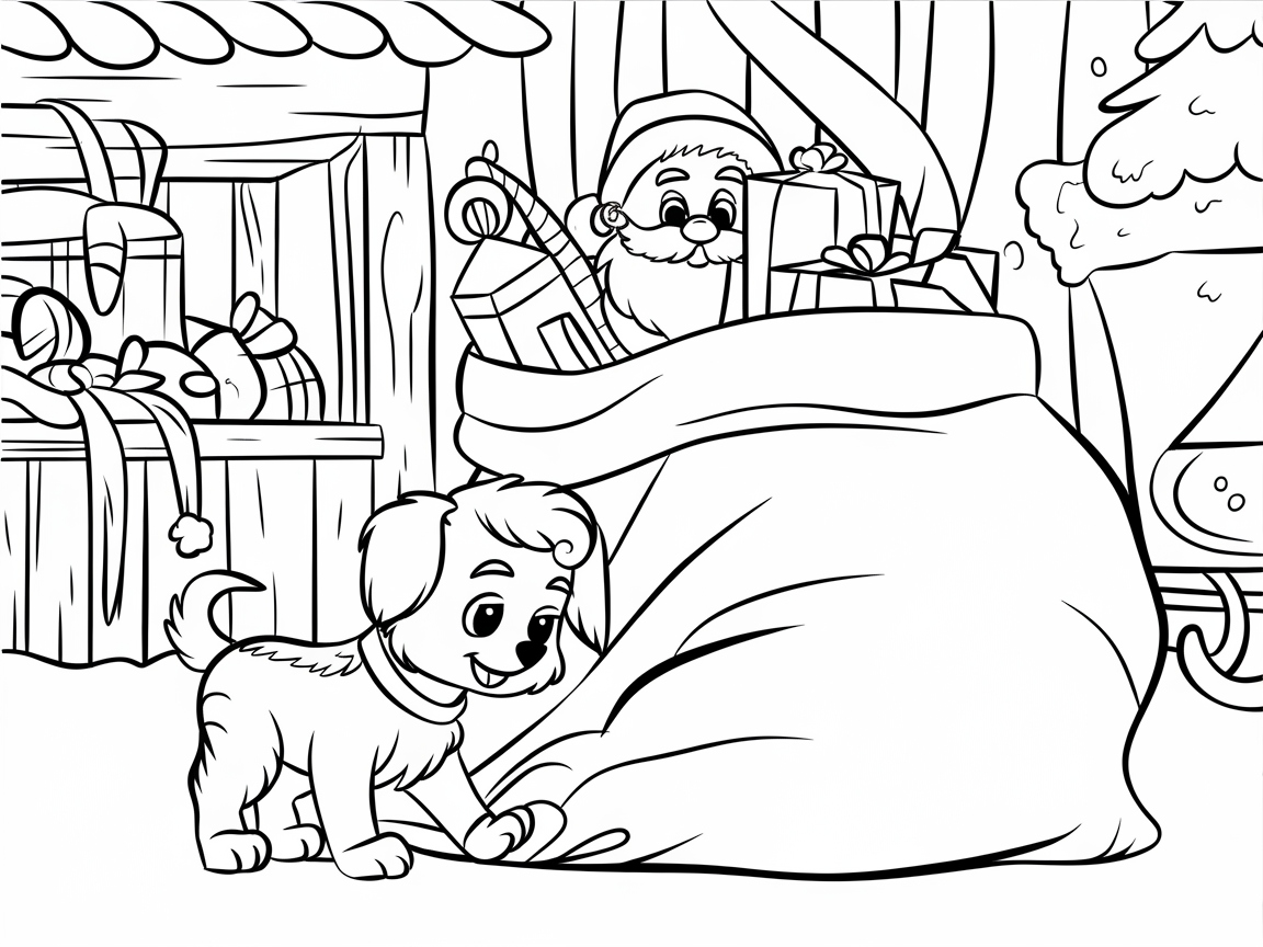 Puppy Exploring Santa