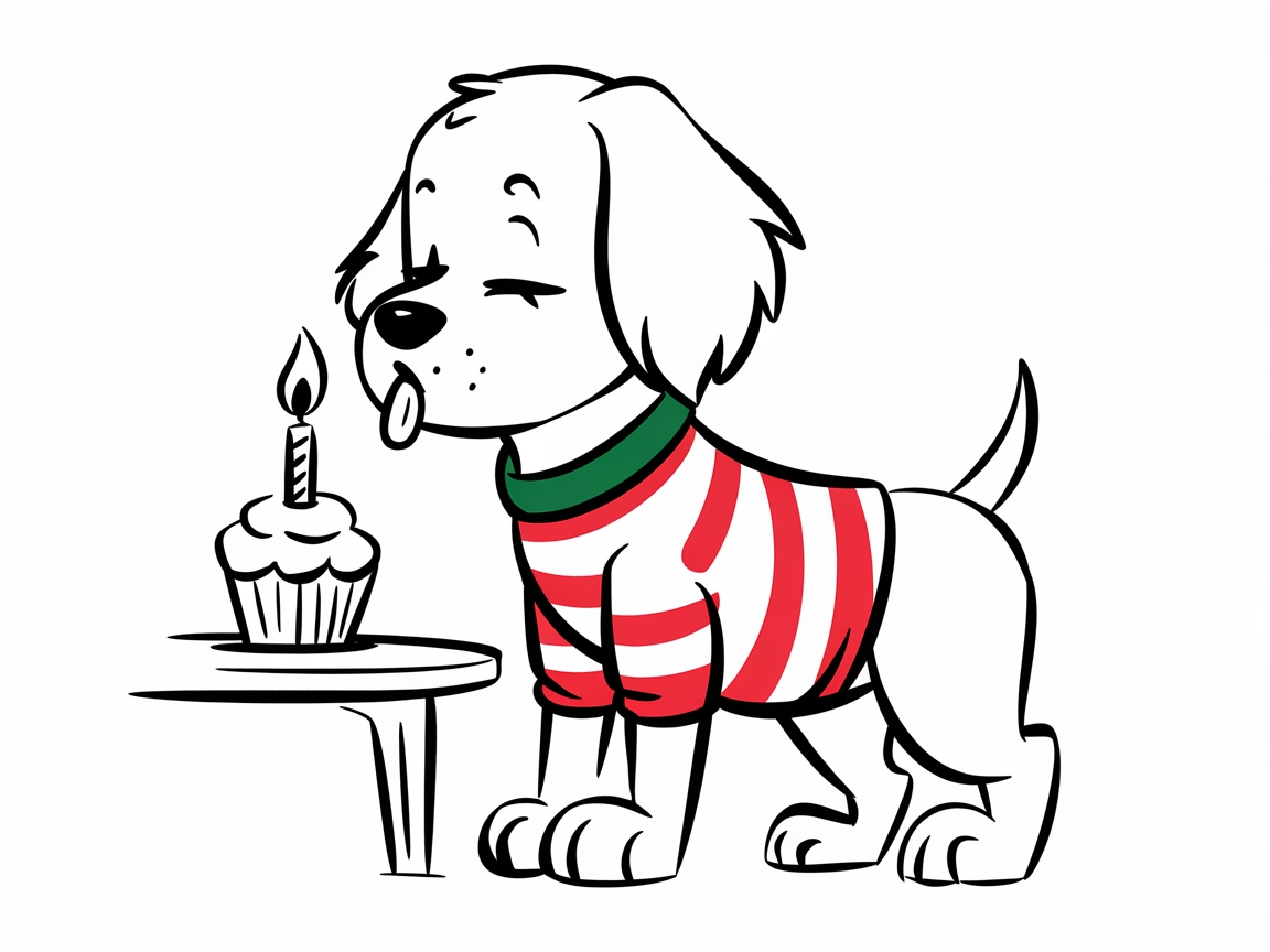 Puppy in Pajamas: Color This Cozy Birthday Scene