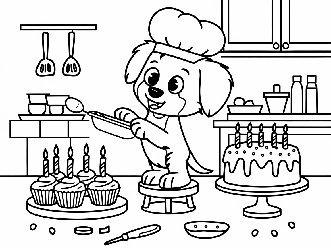 Bake Up Some Fun: Color This Puppy Chef