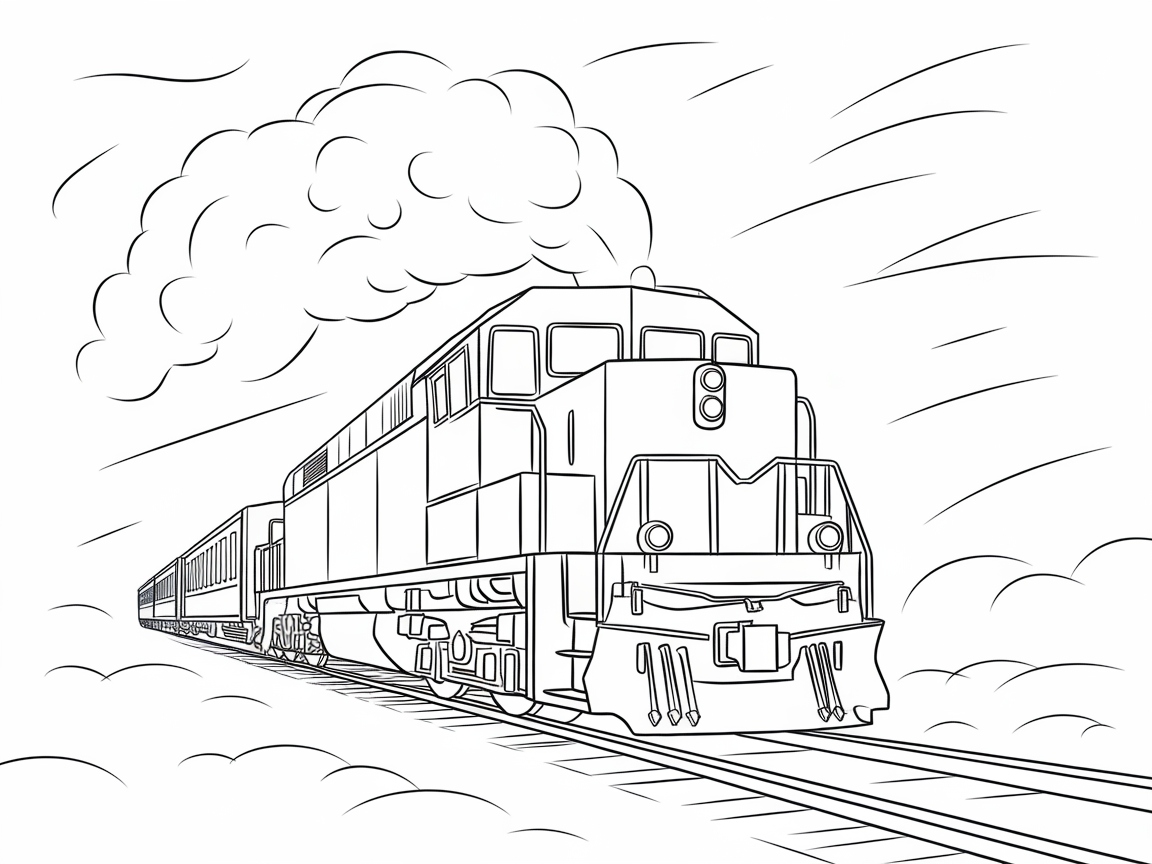 Powerful Diesel Locomotive Coloring Page