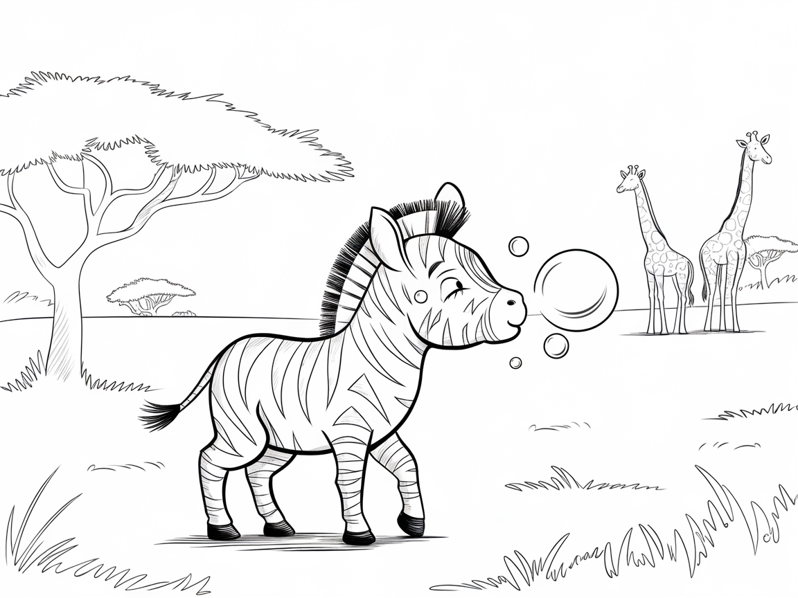 Playful Zebra Bubble Safari