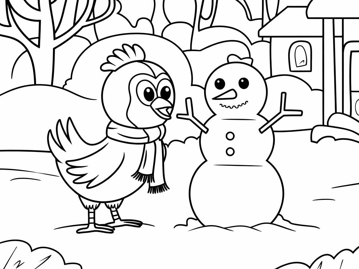 Winter Fun with a Snowman and Chicken Companion