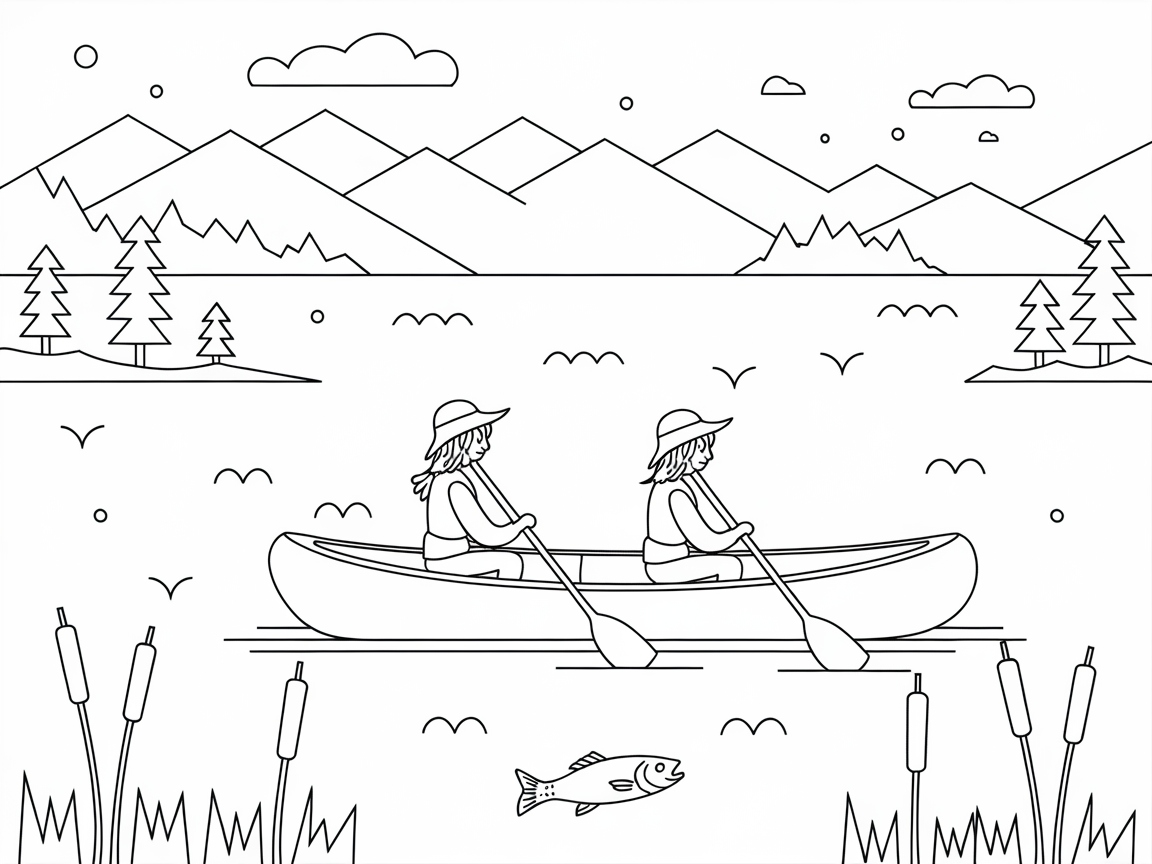 Canoeing Adventure on a Mountain Lake