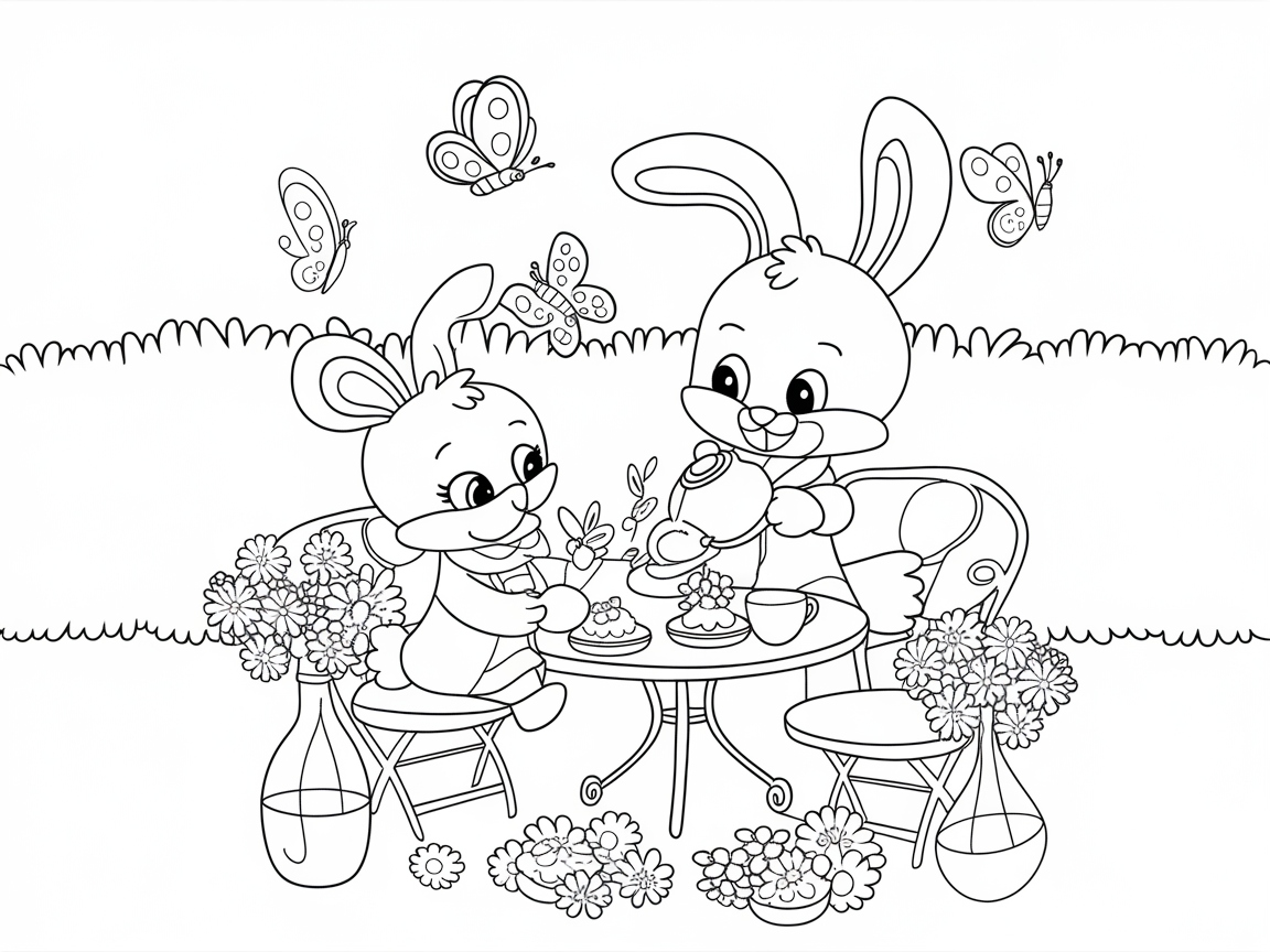 Afternoon Tea with Adorable Bunny Friends