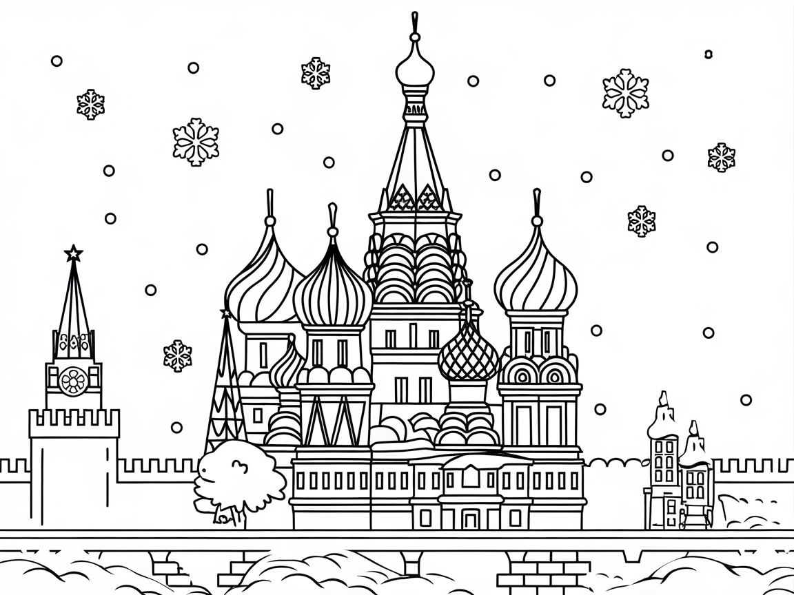 Color the Intricate Details of Moscow’s Iconic Architecture