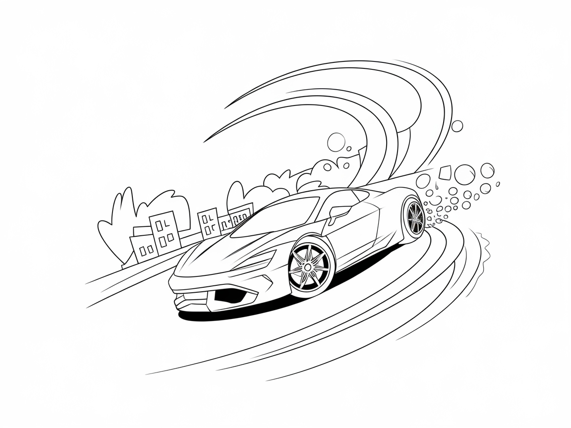 Zoom into Action: Sleek Sports Car Coloring Page