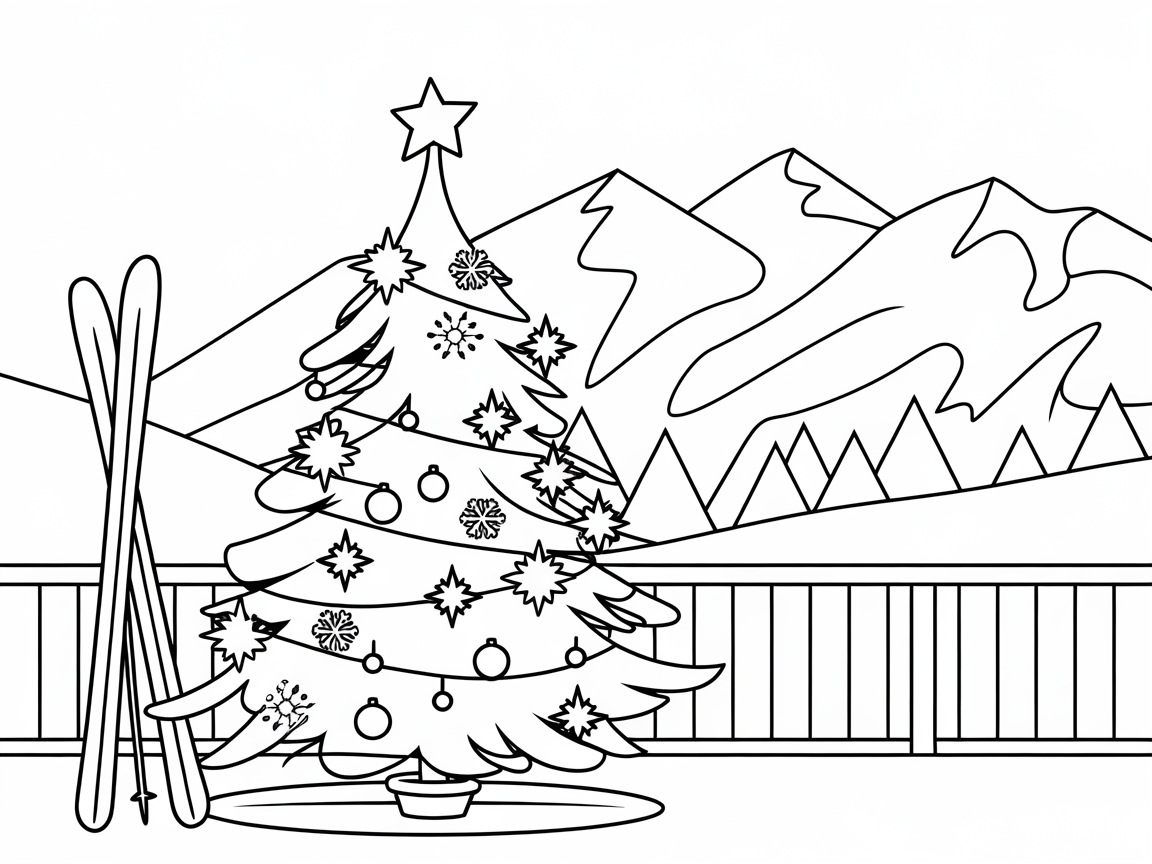 Christmas Tree on a Snowy Mountain Scene