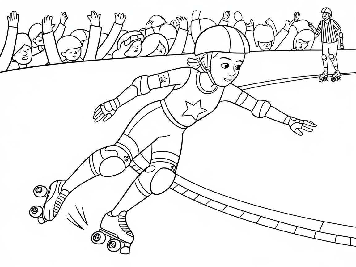 Skate into Action with This Roller Derby Star Coloring Page