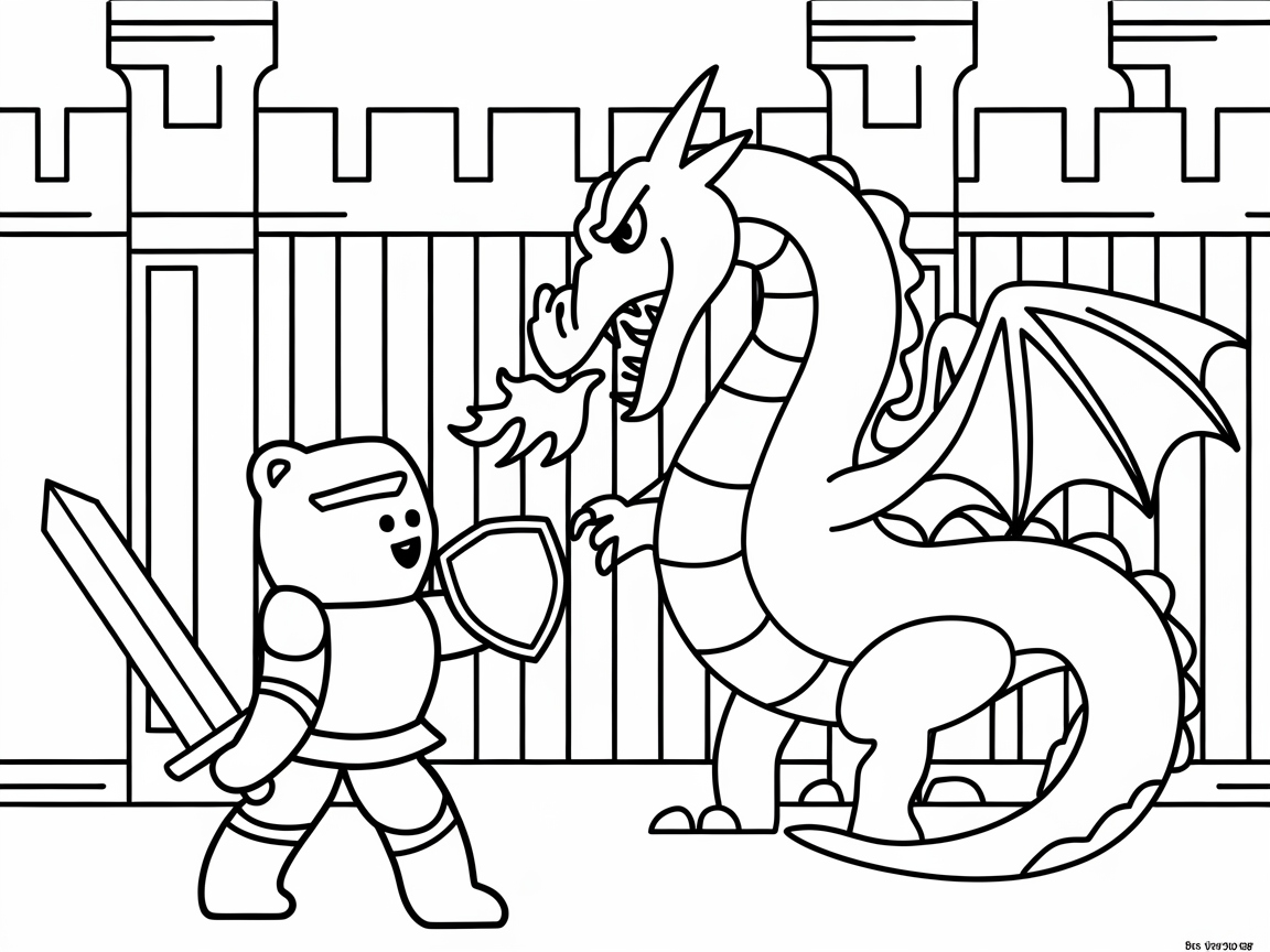 Brave Teddy Knight Faces the Castle Dragon