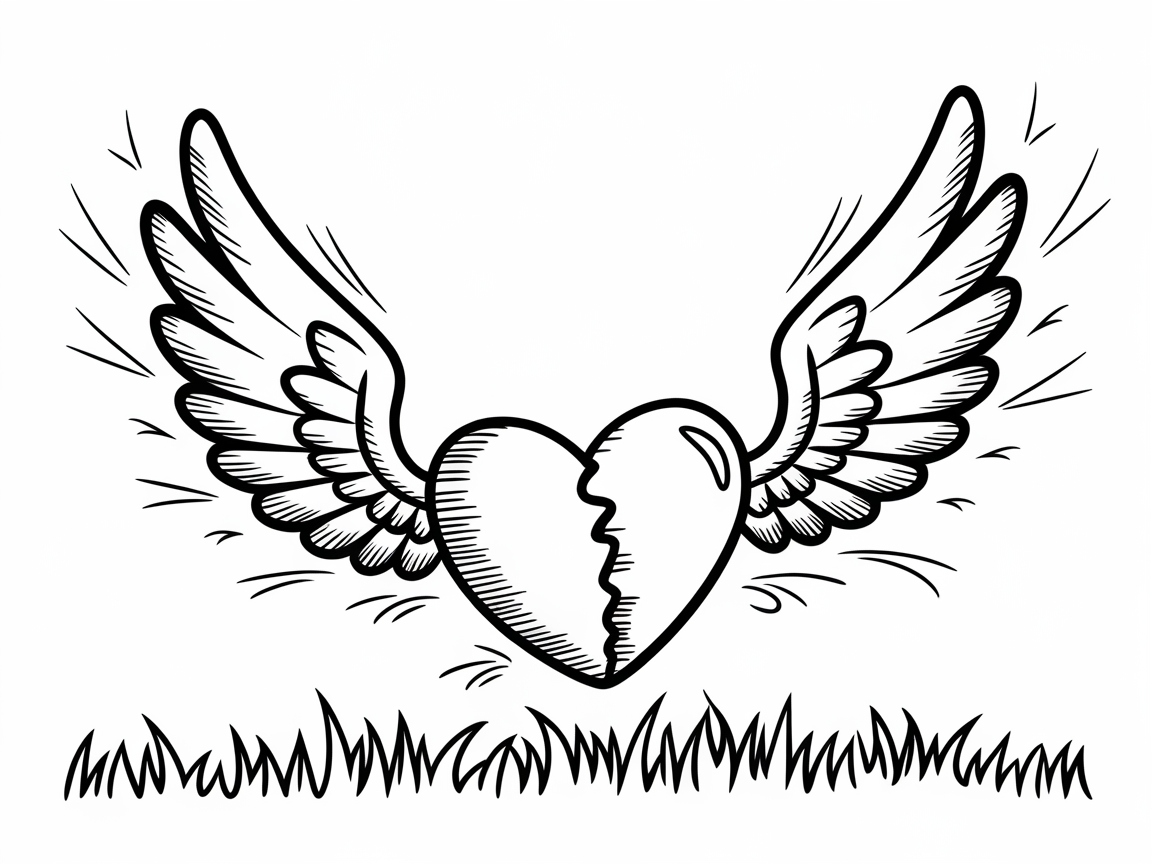 Lift Off with This Winged Heart Coloring Page