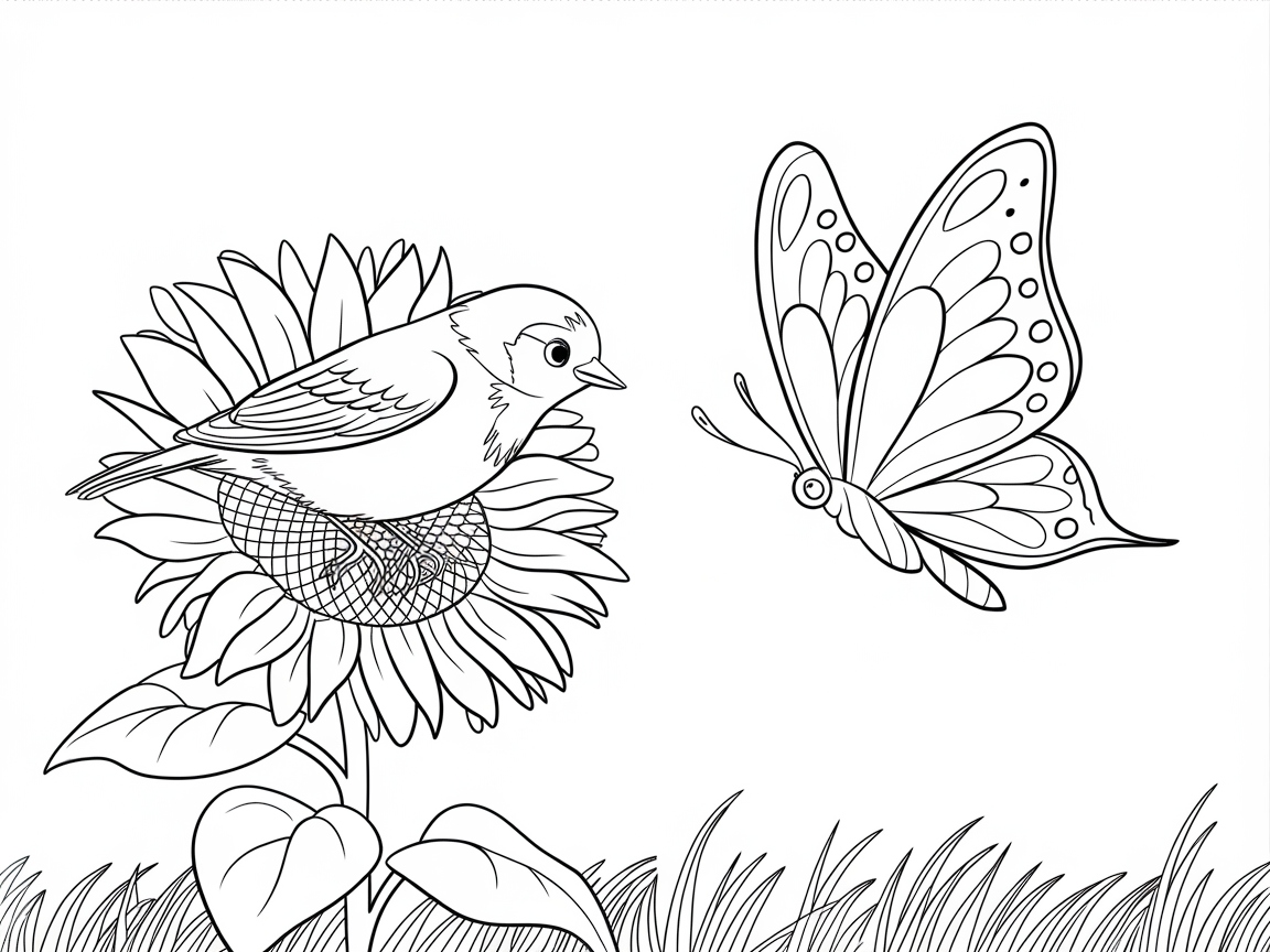 Bring This Sunflower Scene to Life with Vibrant Colors