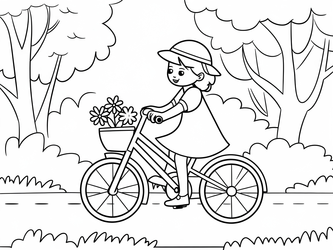 Pedal into Fun with This Joyful Cycling Girl Page