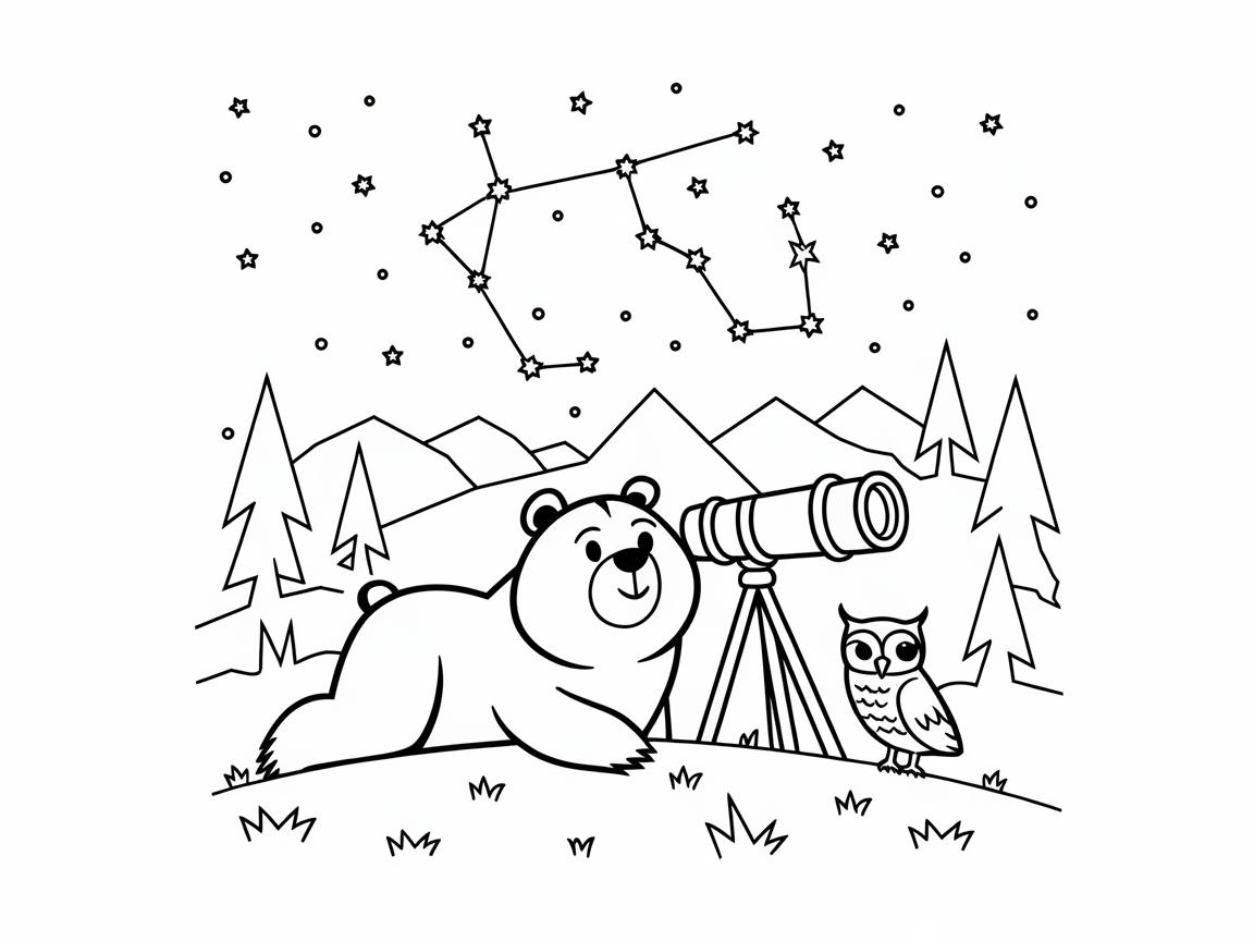 Stargazing Adventure With Bear and Owl