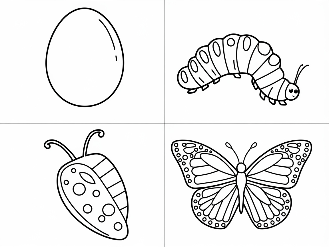 Life Cycle of a Butterfly Coloring Adventure
