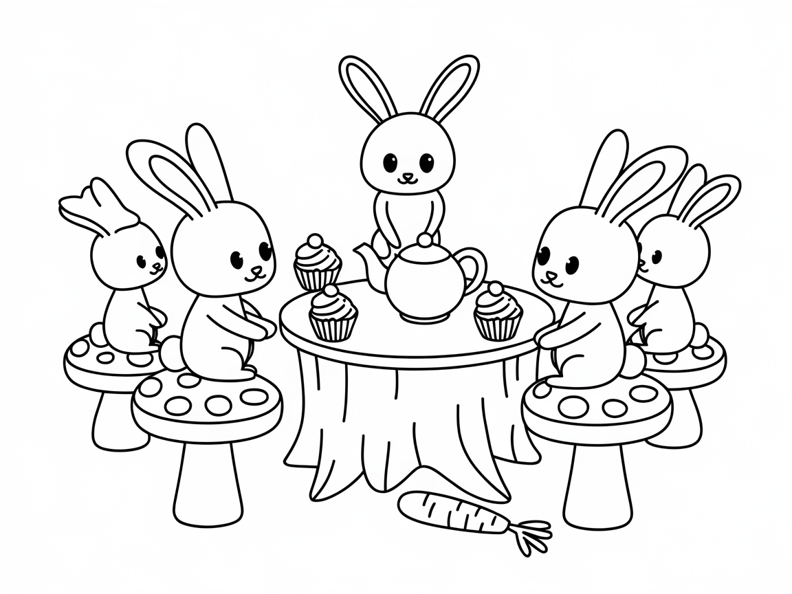 Whimsical Forest Bunny Tea Party