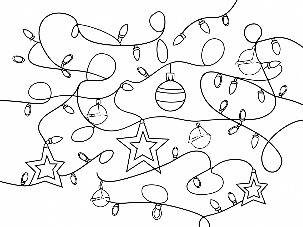 Untangle the Fun with This Holiday Lights Coloring Page
