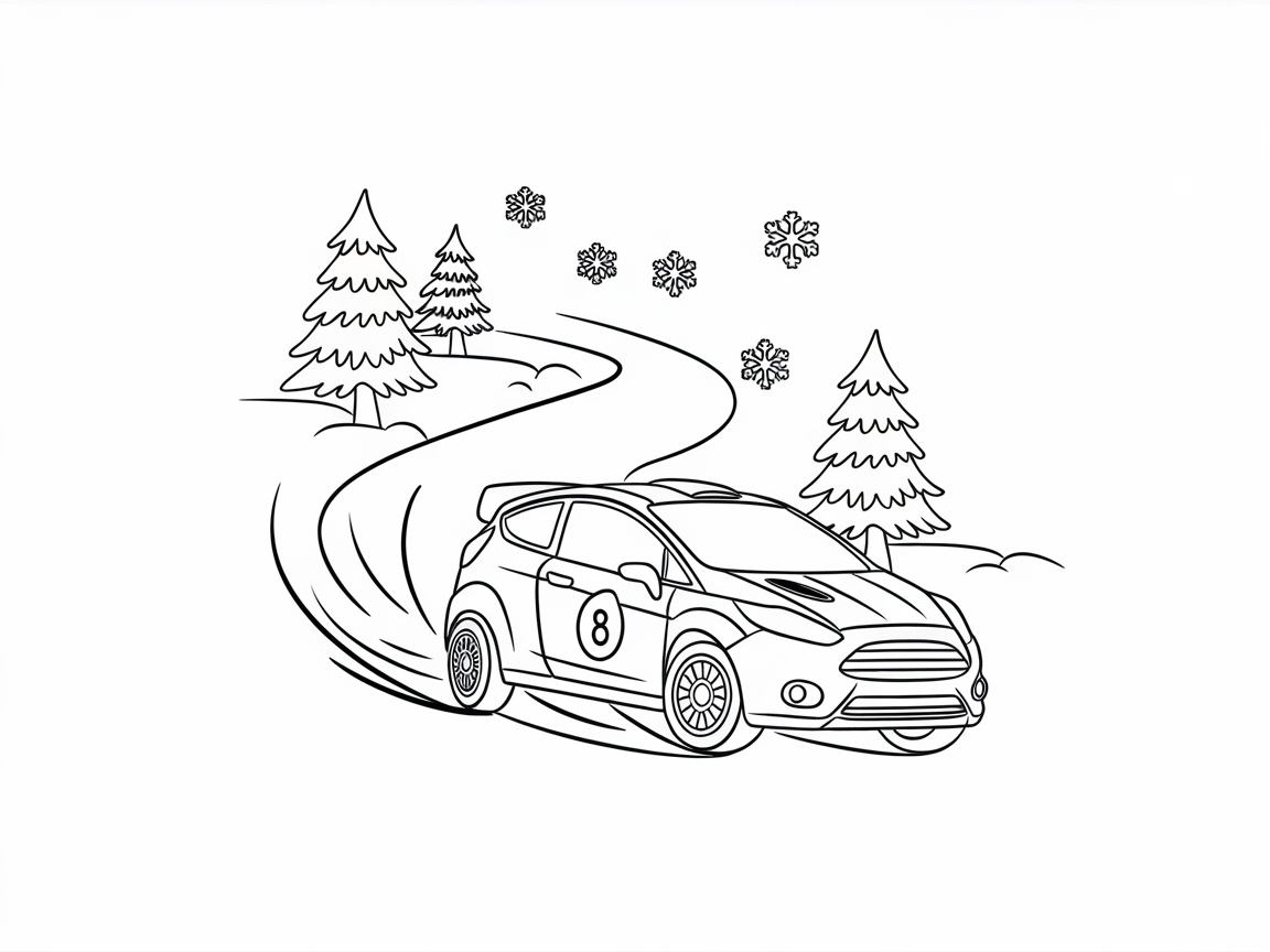 Drift into Winter Fun with This Rally Car Page