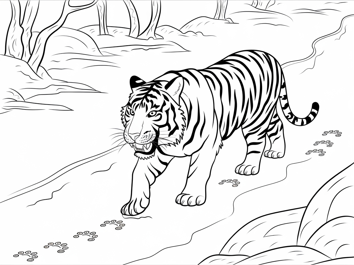 Majestic Bengal Tiger on a Woodland Path