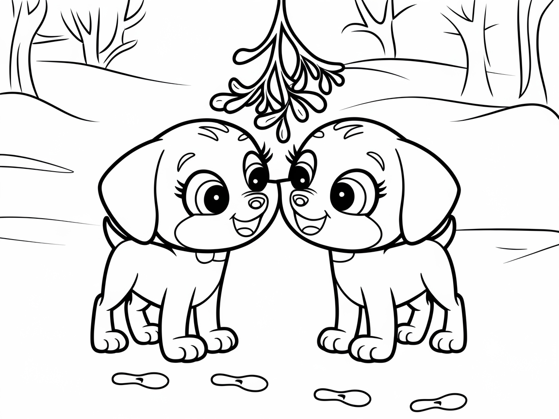 Puppies Under the Mistletoe