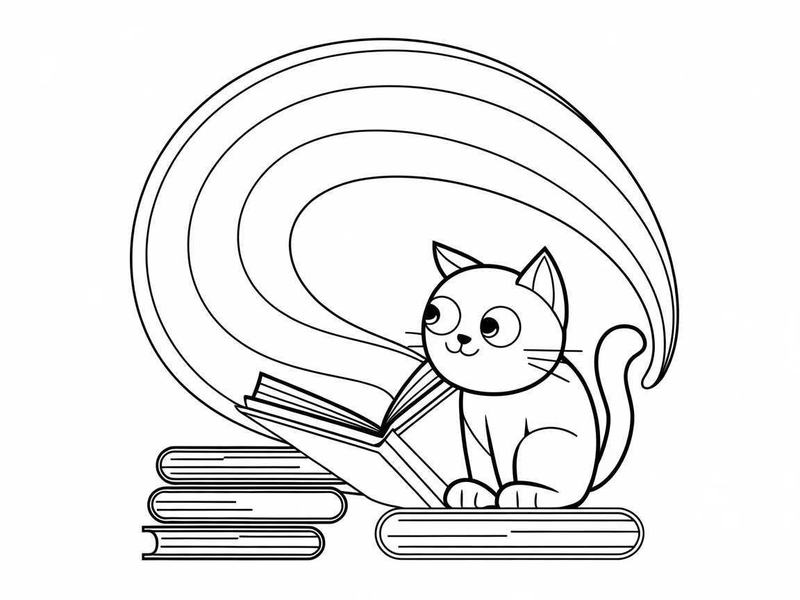 Dive into Imagination with This Book-Loving Cat and Rainbow