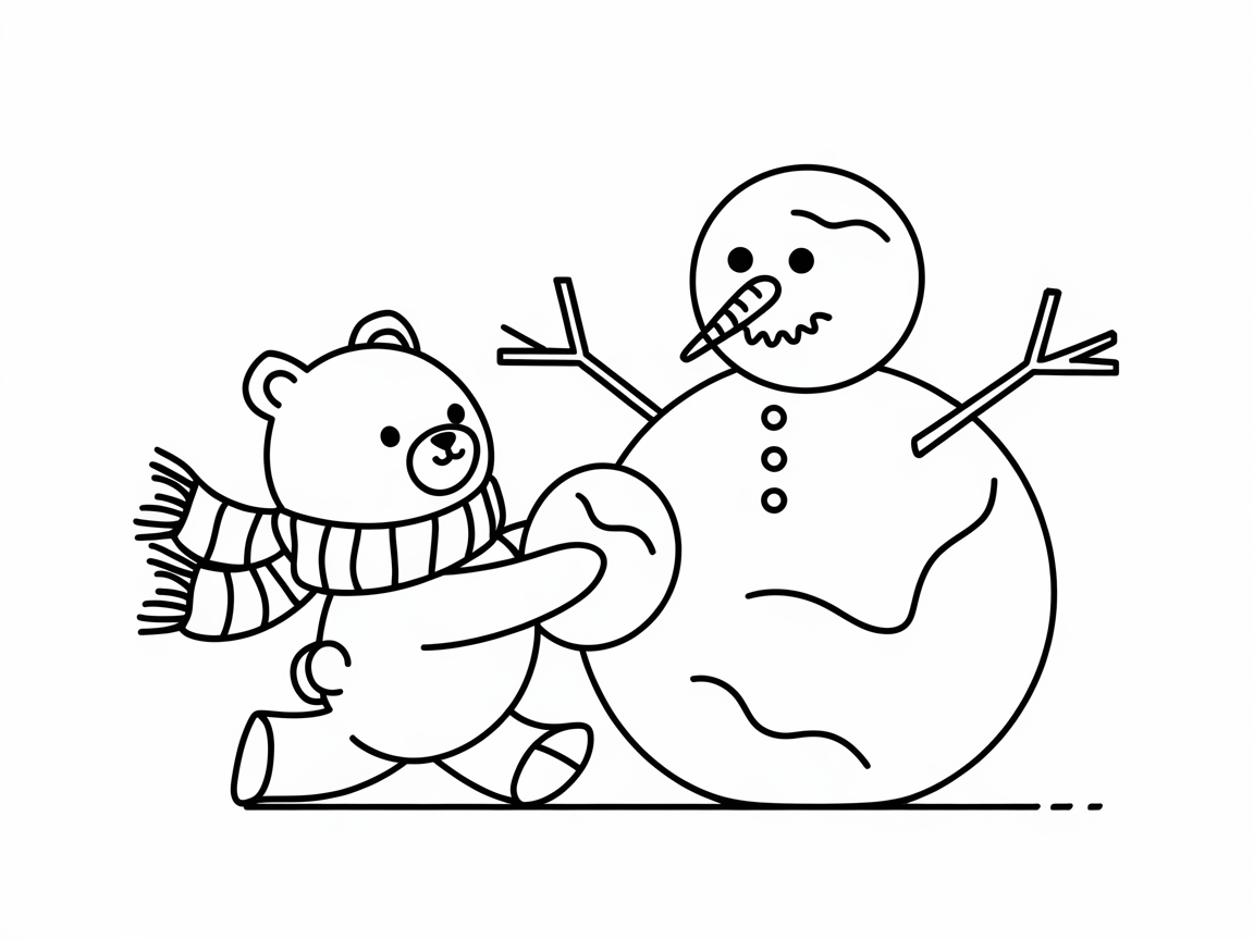 Snow Day Fun With Bear and Snowman