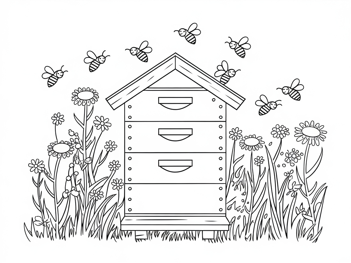 Buzzing Bees and Blossoms Coloring Adventure