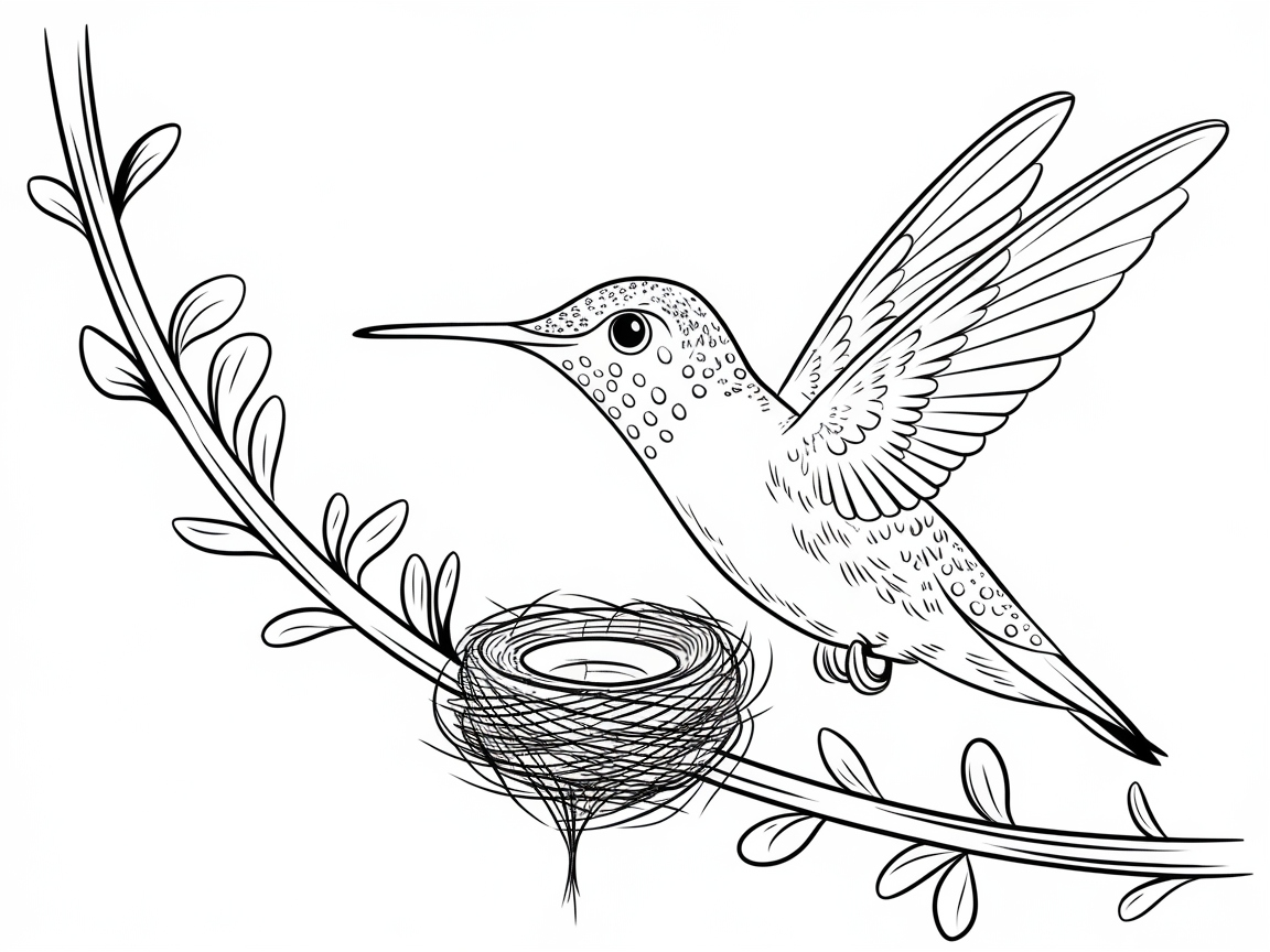 Graceful Hummingbird Preparing a Nest
