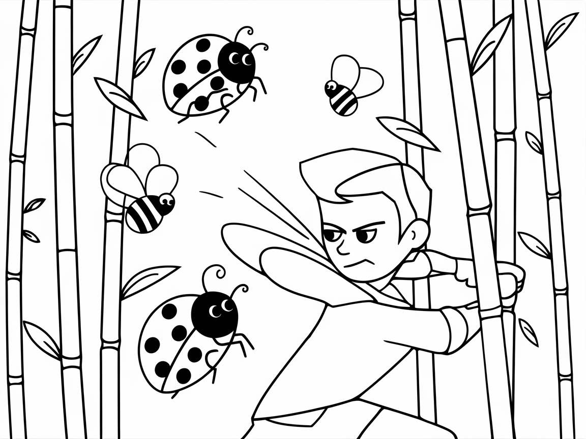 Bold Bamboo Battle with Insects