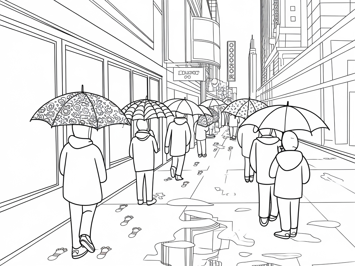 Bustling City Street in the Rain: A Creative Challenge