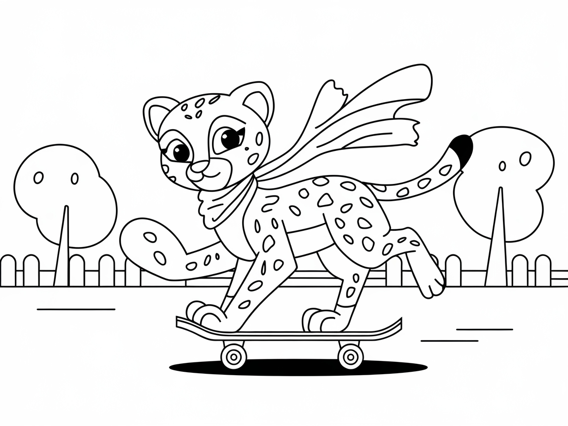 Skateboarding Cheetah in Action