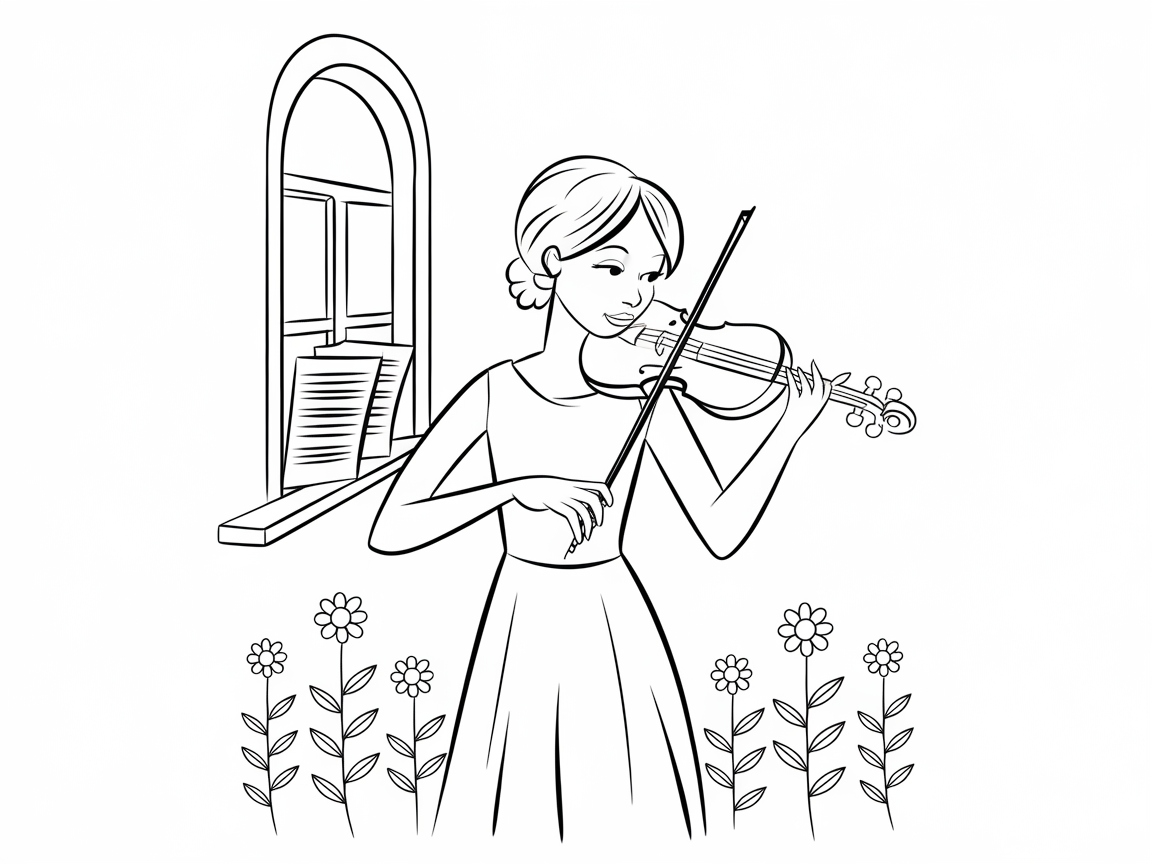 Play Along with This Violin Virtuoso Coloring Page