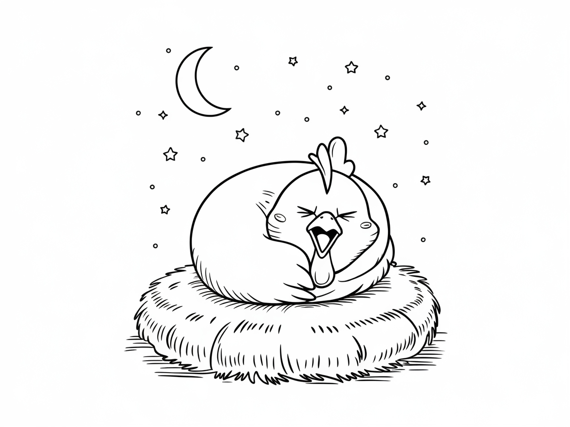 Sleepy Chicken Under the Stars