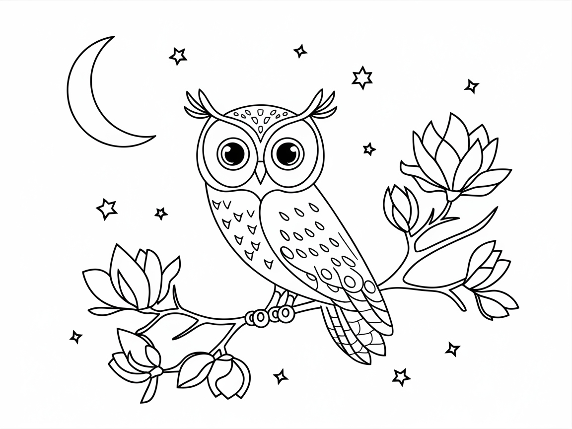 Wise Owl Under a Starry Night