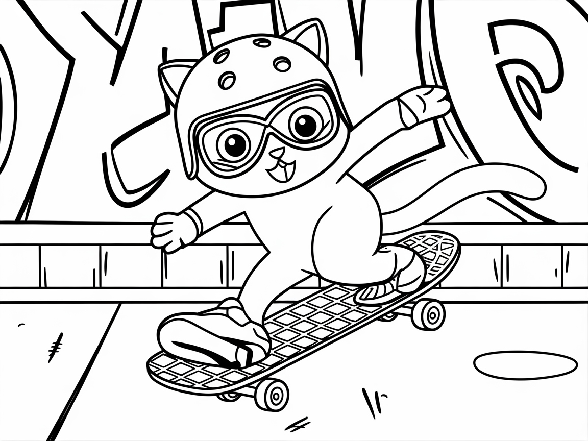 Skater Cat on a Thrilling Adventure