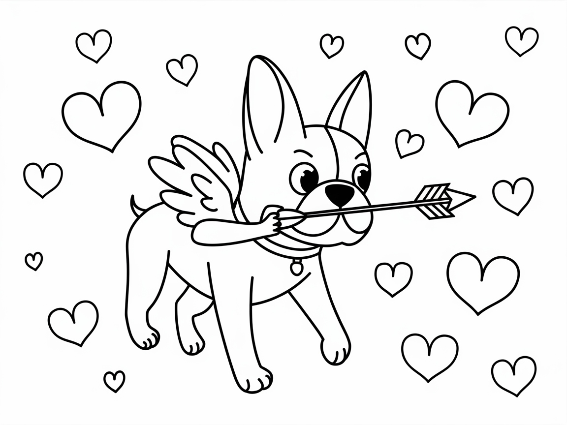 Cupid Boston Terrier Aiming for Love