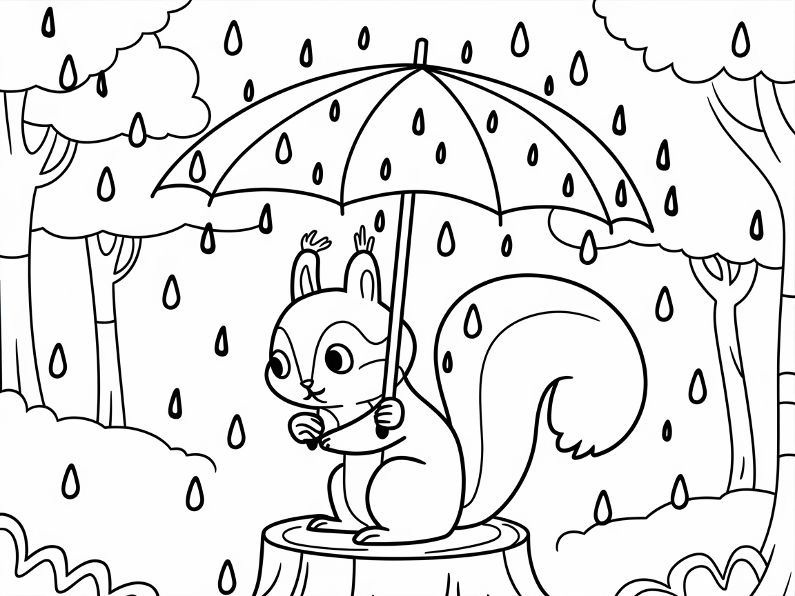 Rainy Day Adventure with a Charming Squirrel