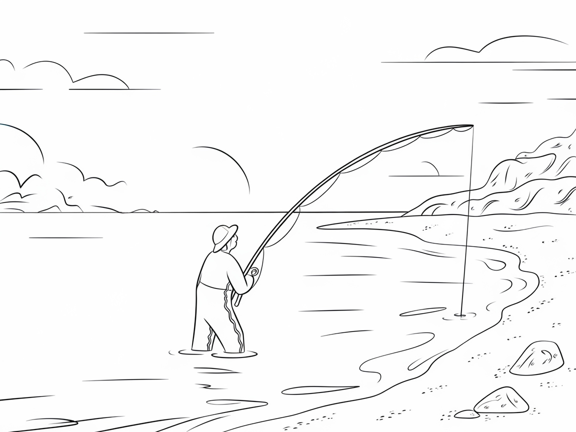Reel in the Fun with This Beach Fishing Scene