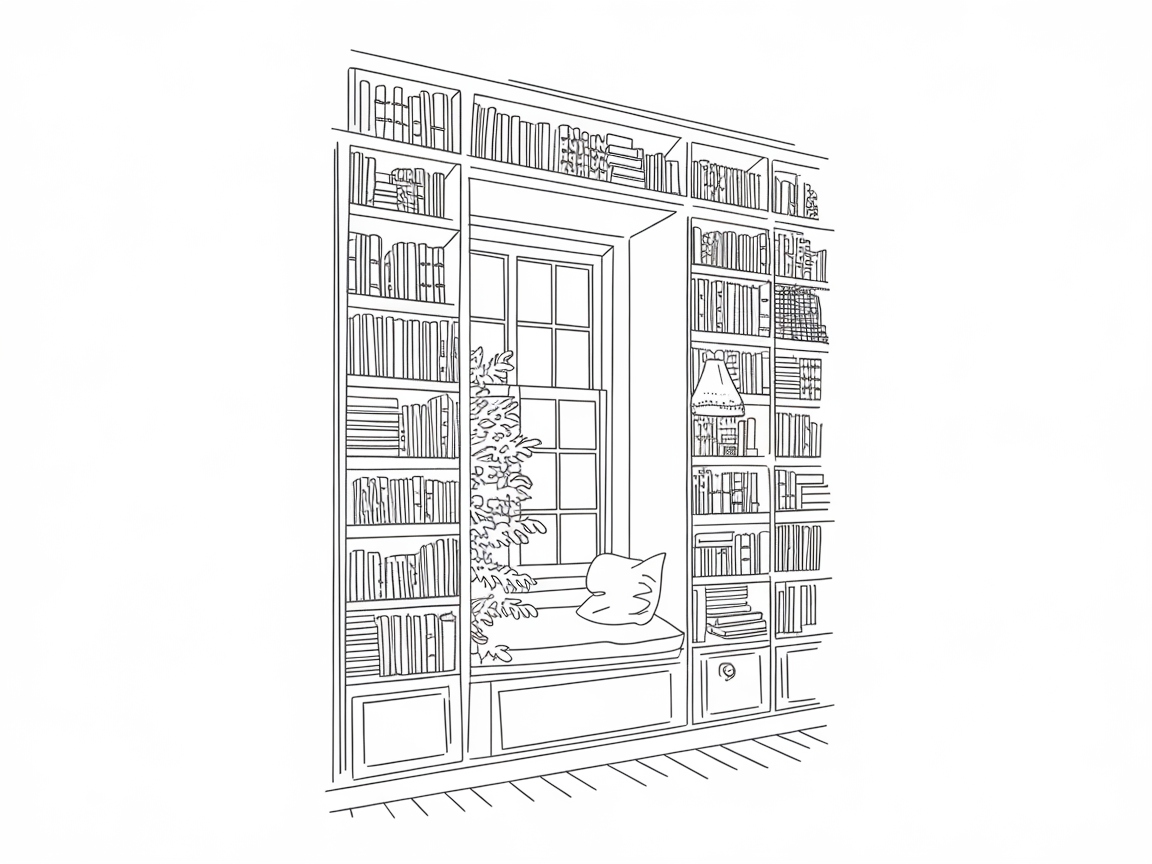 Cozy Reading Nook with Charming Bookshelves